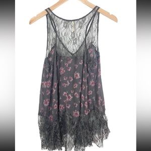 Free People Lace Floral Trapeze Top Size X-Small